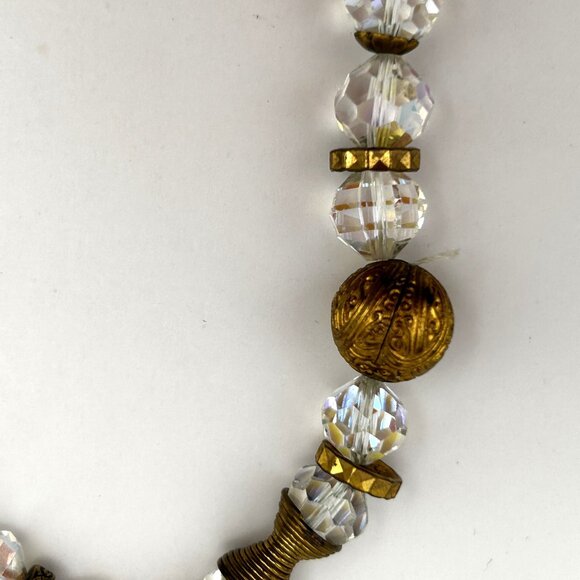 Vintage Czech Crystal Necklace Gold Tone Beads 14/20 GF Clasp 164 DRGM GES Mark - Picture 6 of 16